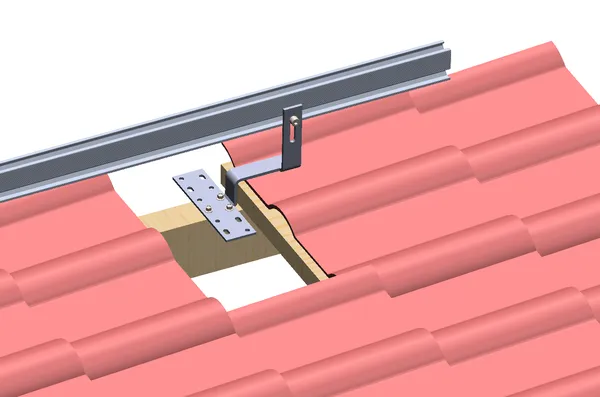 Solar Balkonsolar Ziegeldach Montage Set f&uuml;r 2 Module Dachmontage PV Modul Befestigung