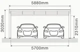 Solar Carport Doppelcarport Aluminium Rahmen ohne Module f&uuml;r zwei Fahrzeuge - Bild 11 von 11
