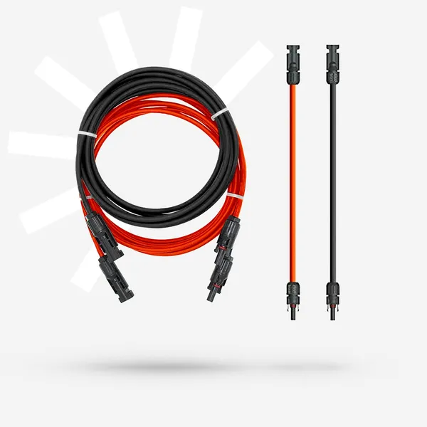 Solarkabel 5 Meter (Paar) 4mm² mit MC4 Solarstecker beidseitig montiert (rot/schwarz)
