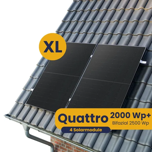 Kleines Kraftwerk XL Quattro Ziegeldach Komplettpaket (2000Wp+) Bifazial