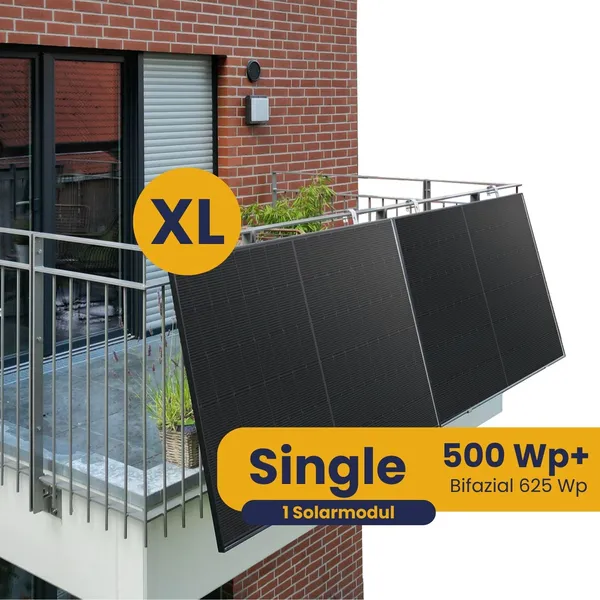 Kleines Kraftwerk XL Single Gitterbalkon Komplettpaket (500Wp+) Bifazial