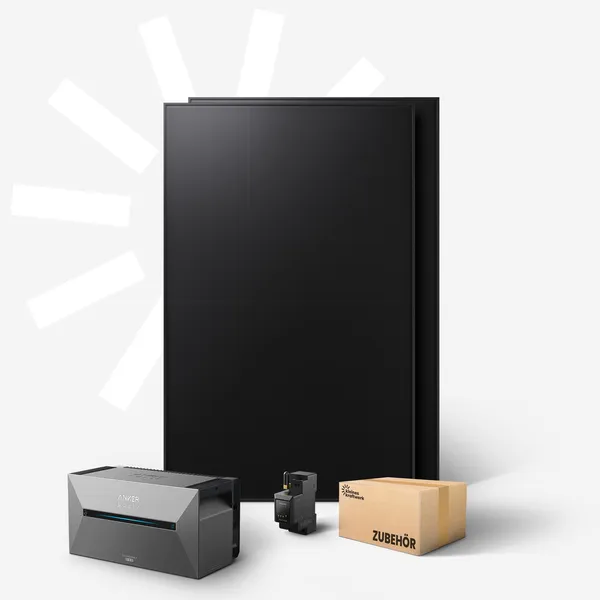 kleines kraftwerk Duo (BC) - 960Wp Balkonkraftwerk mit Speicher Anker SOLIX Solarbank 2 Pro