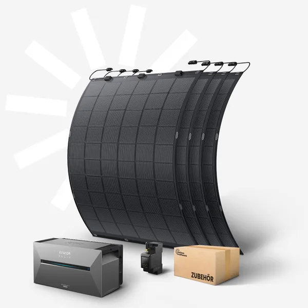 Flex 4x - 900Wp Balkonkraftwerk mit Speicher Anker SOLIX Solarbank 3 Pro und flexiblen Modulen
