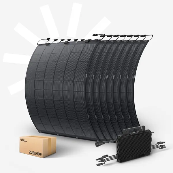 kleines kraftwerk Flex 8x - 1800Wp Balkonkraftwerk mit flexiblen Modulen und 1600W Wechselrichter