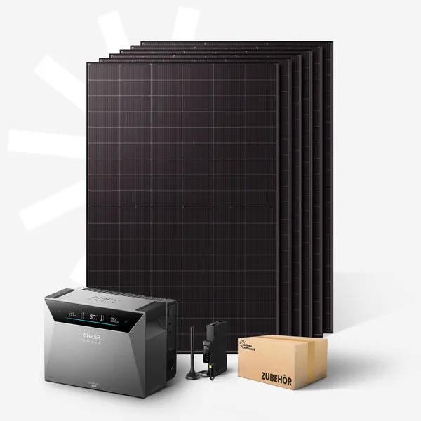 Hexa XL - 3000Wp Balkonkraftwerk mit Speicher Anker SOLIX Solarbank 4 Pro