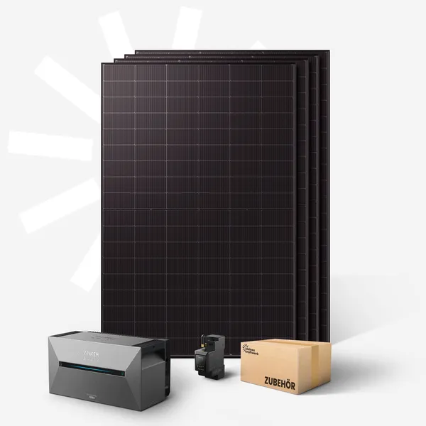 kleines kraftwerk Quattro XL - 2000Wp Balkonkraftwerk mit Speicher Anker SOLIX Solarbank 2 Pro