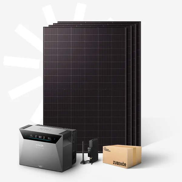 Quattro XL - 2000Wp Balkonkraftwerk mit Speicher Anker SOLIX Solarbank 4 Pro