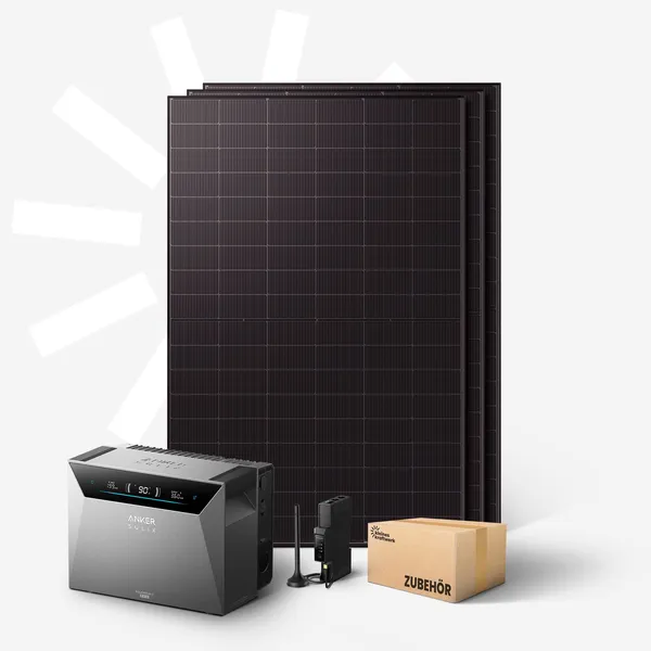 Trio XL - 1500Wp Balkonkraftwerk mit Speicher Anker SOLIX Solarbank 4 Pro