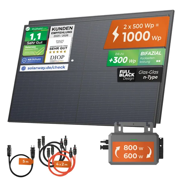 SOLARWAY Balkonkraftwerk 1000 Watt | Hoymiles 800 Watt