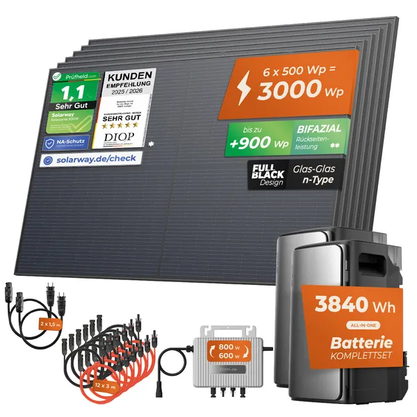 SOLARWAY Balkonkraftwerk 3000 Watt Ultra | EcoFlow STREAM Ultra 1920 Wh Speicher + EcoFlow STREAM AC Pro + EcoFlow STREAM