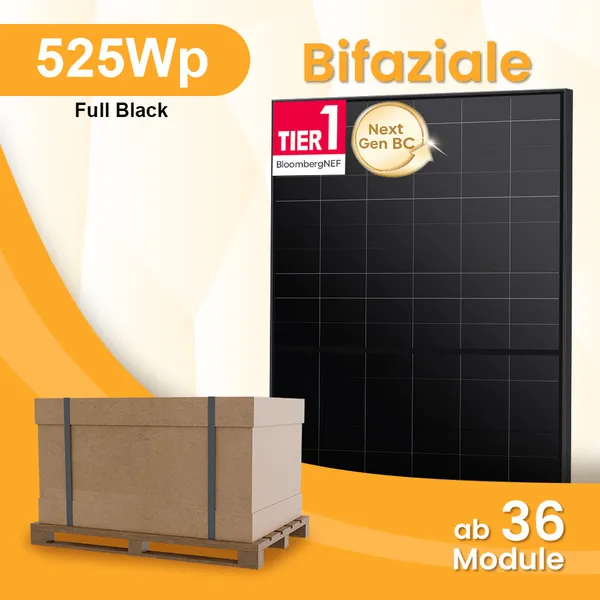 LONGi 525Wp BC Bifaziales Glas-Glas Solarmodul – Palette mit 36 Modulen, by Powerness