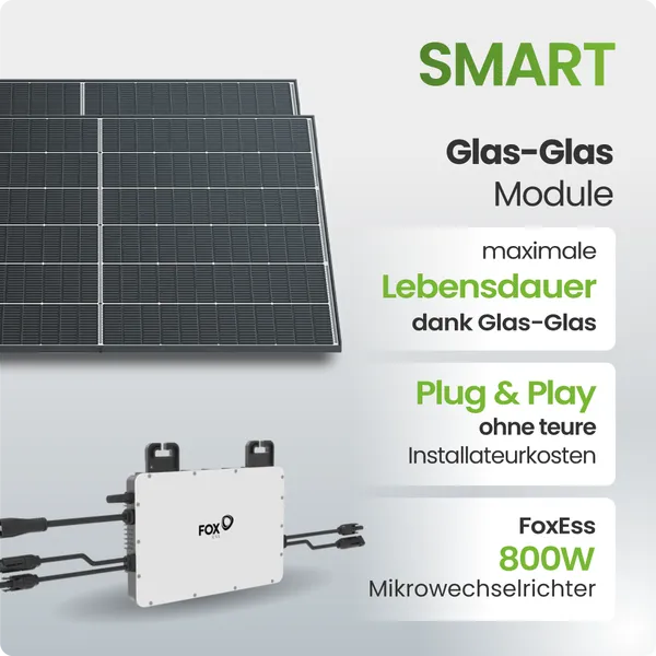 Tepto 930Wp Balkonkraftwerk Smart mit FoxEss Mikrowechselrichter