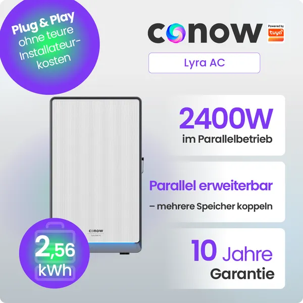Conow Lyra 2500 AC Speicher für Balkonkraftwerke