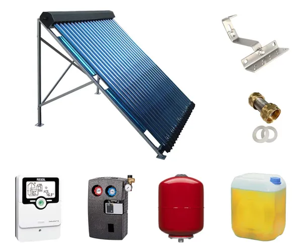 Solarthermie Komplettset Blueclean 3x30 Röhren 14,7m² mit Schrägdachmontage