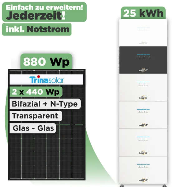 SunEnergyXT 500 Modulset 880 Wp SunEnergyXT 500 Pro (2400 W) / 25 kWh / Trina 440 Wp / 2 Module