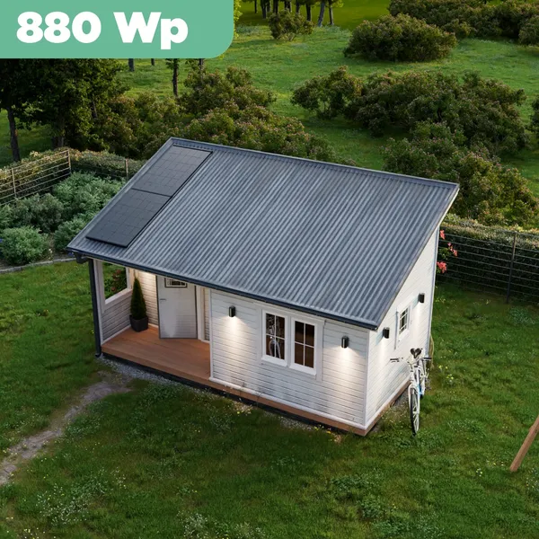 Balkonkraftwerk Trapezblech 880 Wp APsystems EZ1-M 800 W / Trina Solar / 440 Wp (Glas-Glas + Bifazial) / Premium Halterung / zwei Reihen hochkant / 2 Module