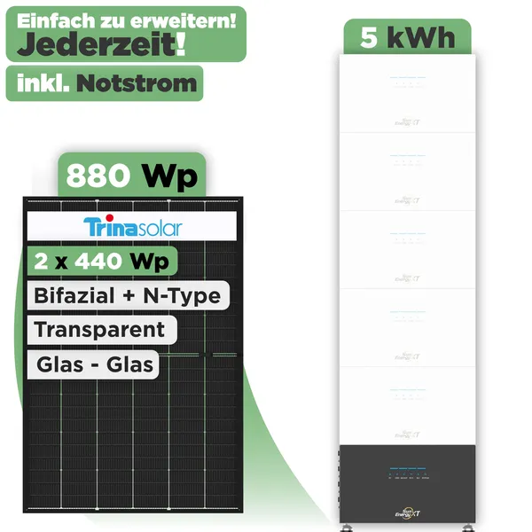 SunEnergyXT 500 Modulset 880 Wp SunEnergyXT 500 Pro (2400 W) / 5 kWh / Trina 440 Wp / 2 Module