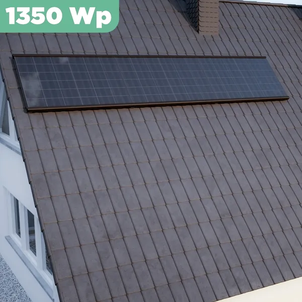 Balkonkraftwerk Ziegeldach 1350 Wp APsystems EZ1-M 800 W / Trina Solar / 450 Wp (Glas-Glas Full Black) / Premium Halterung / eine Reihe quer / 3 Module