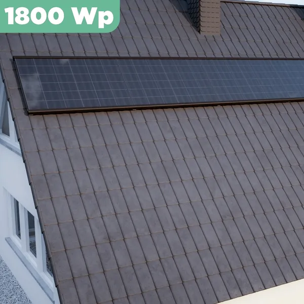 Balkonkraftwerk Ziegeldach 1800 Wp APsystems EZ1-M 800 W / Trina Solar / 450 Wp (Glas-Glas Full Black) / Premium Halterung / eine Reihe quer / 4 Module
