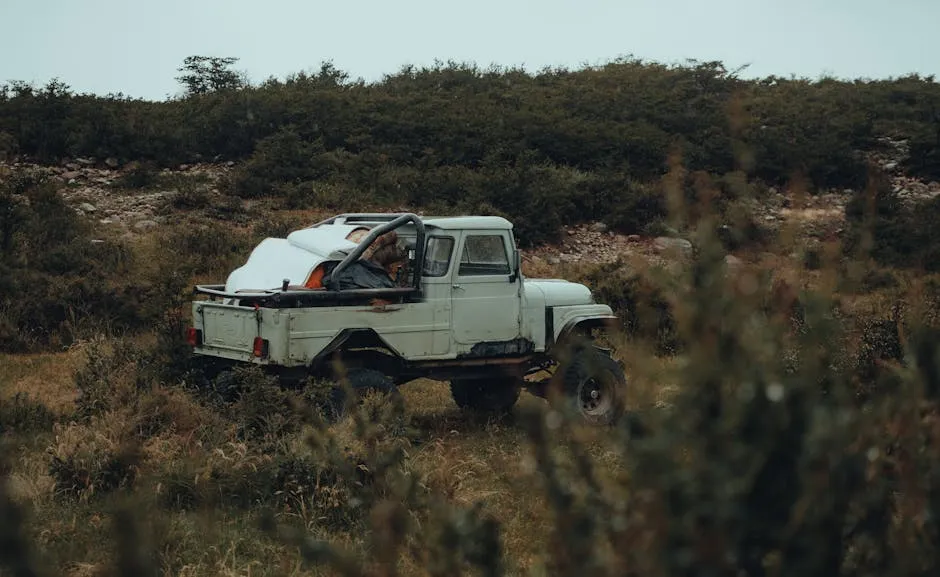 Geländewagen mit Dachzelt in der Natur