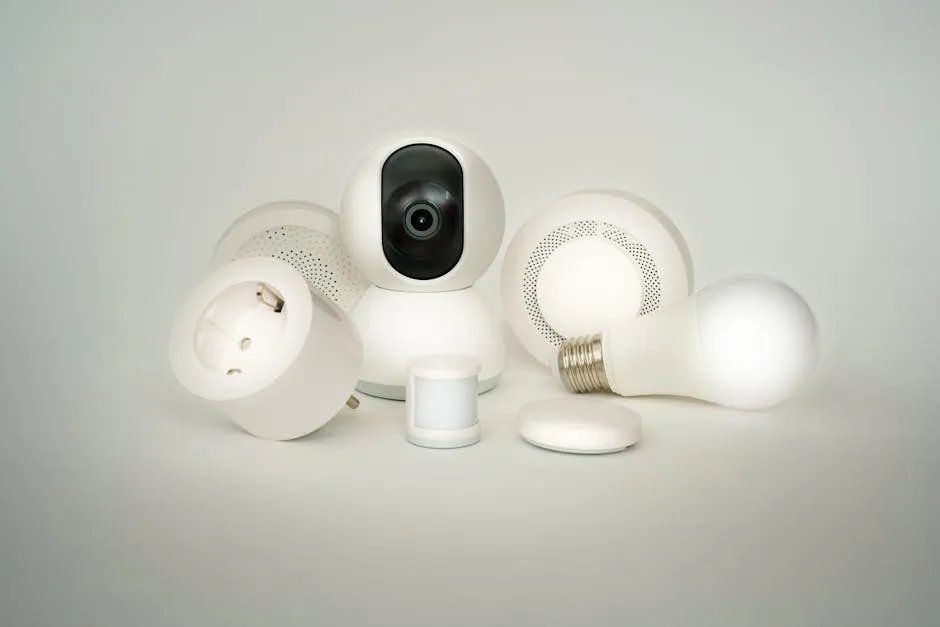 Smart Home Geräte Sammlung Auf Weißem Hintergrund