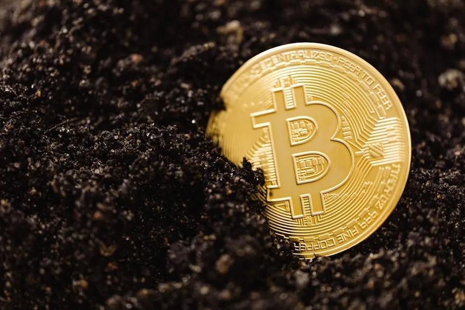 Bitcoin-Münze als Symbol für Solo-Mining zuhause