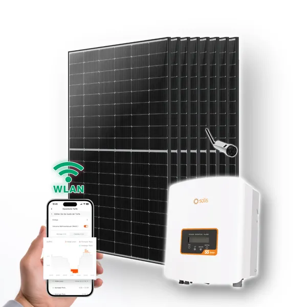 3000W Solaranlage | 3kW Solis Wechselrichter inkl. Wlan-Stick & 8 x 445W+ Marken-Solarmodule
