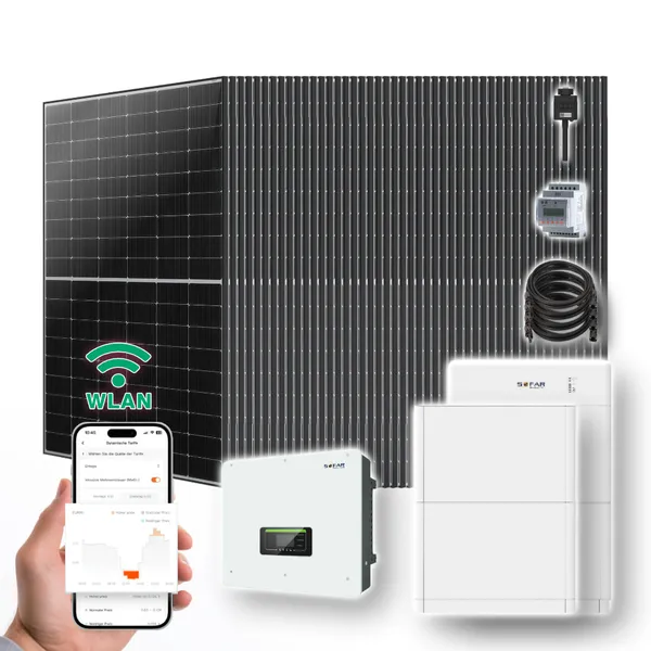 20kW Hybrid Solaranlage mit 20,48 kWh Speicher | 48x 445W+ Marken-Solarmodule + Sofar Hybrid-Wechselrichter