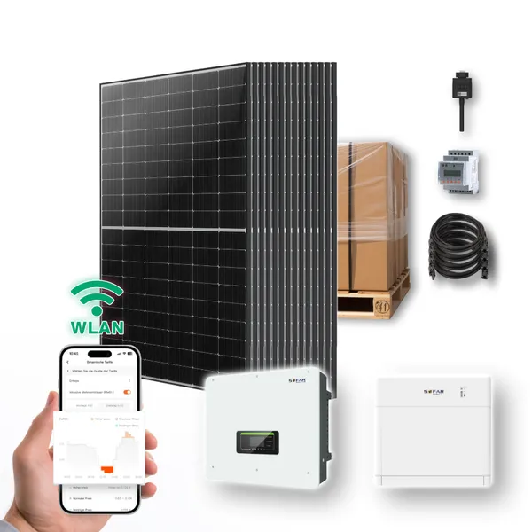 6kW Hybrid Solaranlage mit 5,12 kWh Speicher | 14x 445+ Marken-Solarmodule + Sofar Hybrid-Wechselrichter