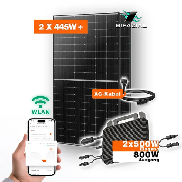 Balkonkraftwerk CLASSIC mit 2 Solarmodulen