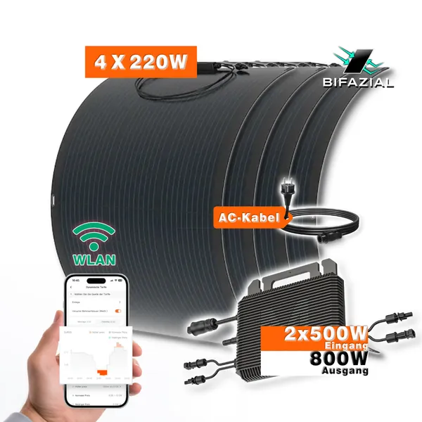Balkonkraftwerk FLEXI mit 4 Solarmodulen