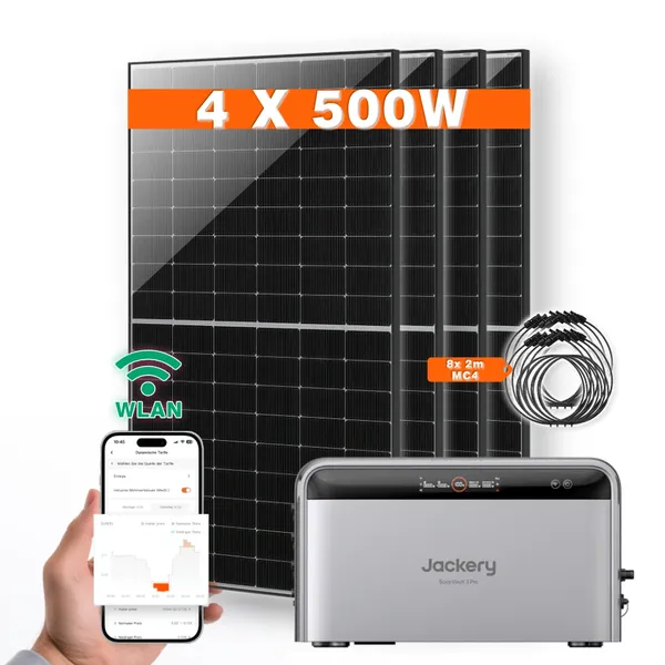 Balkonkraftwerk 2000W mit Jackery SolarVault 3 Pro