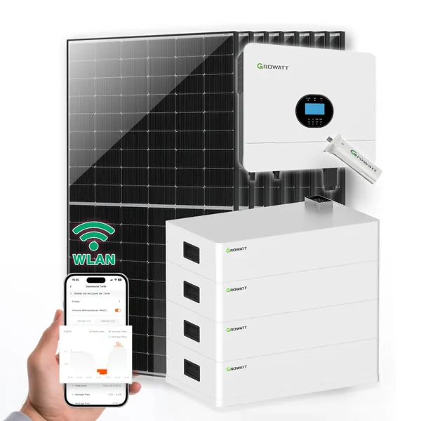 Growatt SPF 6000ES Plus + AXE 5.0L-C1 LV Batterie + 445W+ Marken-Solarmodule | Netzunabhängiges Set - sofort einsatzbereit