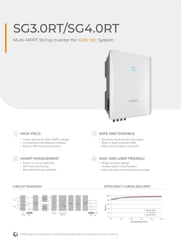 Sungrow SG3.0RT Wechselrichter V115 3kW SG3RT
