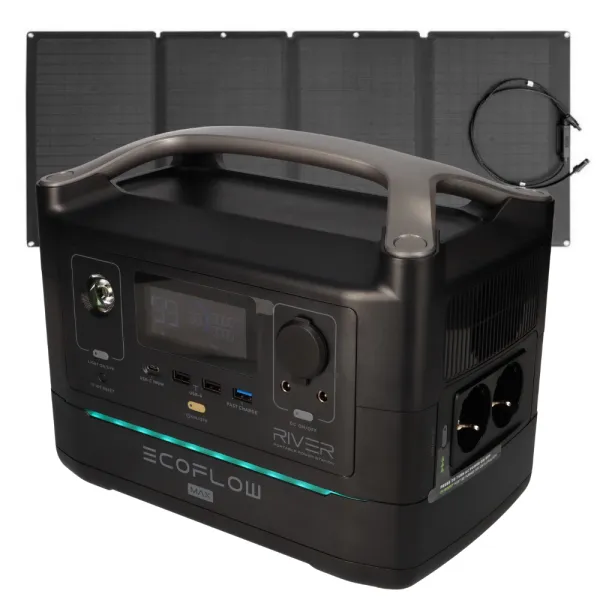 SET EcoFlow River MAX Powerstation mit Solartasche 160W