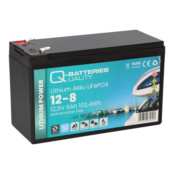 Q-Batteries LiFePO4 Akku 12-8 12,8V 8Ah 96Wh