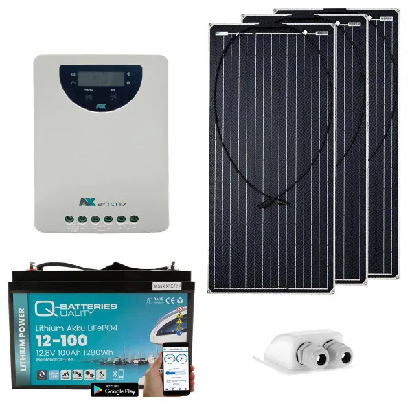 a-TroniX Solaranlage Wohnmobil 300W mit LiFePO4 12V 100Ah und MPPT Laderegler
