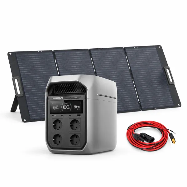 EcoFlow DELTA 3 Max Plus Solar Set 2048Wh 3000W - BMZ 200W - MC4 auf XT60