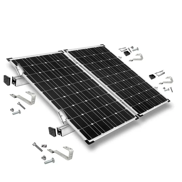 Befestigungskit mit Biberschwanz Dachhaken für Schrägdachmontage 2 Solarpanels Rahmenhöhe 35mm