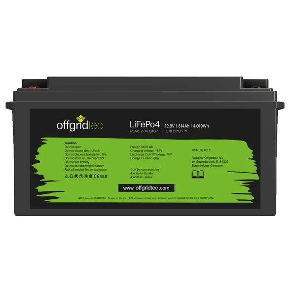 Offgridtec LifePo4 Akku 12/314 12,8V 314Ah BMS integriert 4019Wh
