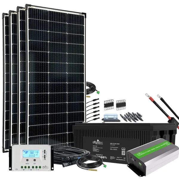 Offgridtec© Autark XXL-Master 600W Solaranlage - 2000W AC Leistung 260Ah AGM Akku 12V 230V
