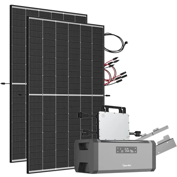 1,92 kWh 940W HiBattery HB-1920 Speichersystem Doppelglas Solarmodule inkl. Hoymiles HMS-800-2WB Wechselrichter 1-phasig