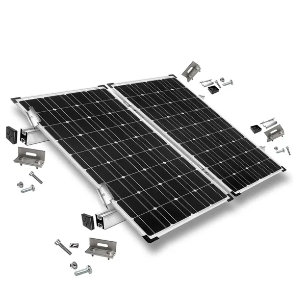Befestigungskit mit Stehfalzklemmen für Schrägdachmontage 2 Solarpanele Rahmenhöhe 35mm