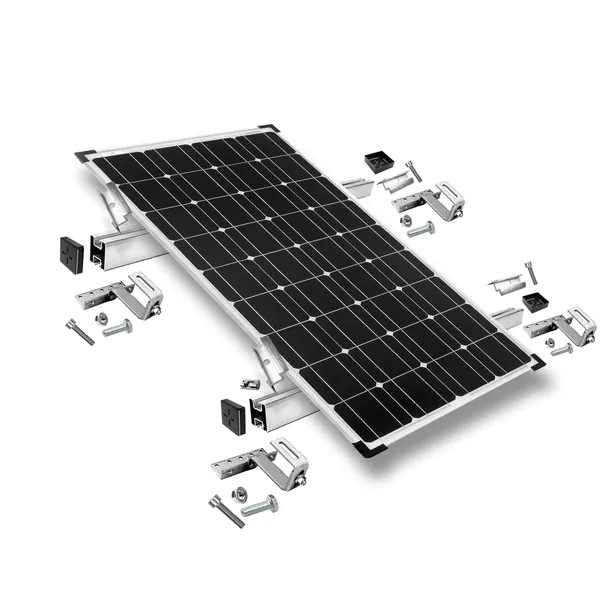 Befestigungskit mit Dachhaken 3-fach verstellbar (für Dachziegel) für Schrägdachmontage 1 Solarpanel Rahmenhöhe 30mm