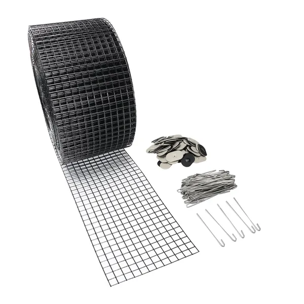 Offgridtec 30m Schutzgitter für Solarmodule Schwarz mit 100 Befestigungshaken Vogel- und Marderabwehr