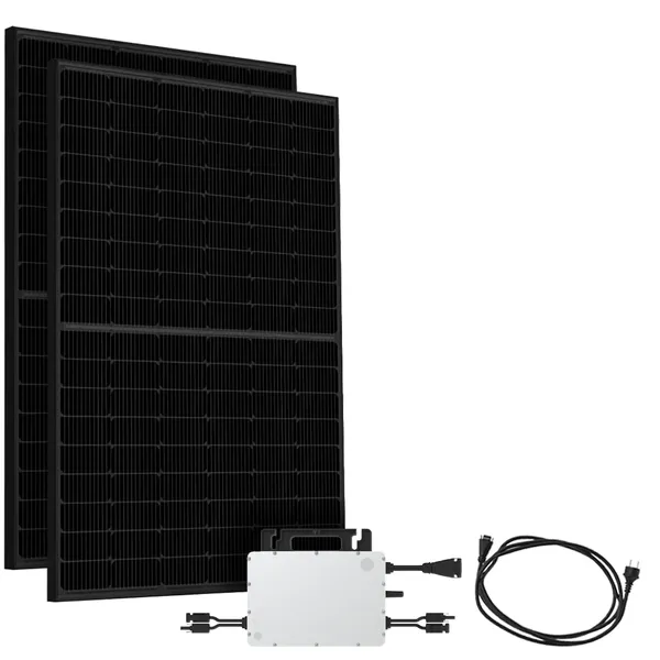 Offgridtec® Solar-Direct 900W HMS-800-2WB Balkonkraftwerk Bifazial Full Black Schukosteckdose - 5m - Ohne Halterung