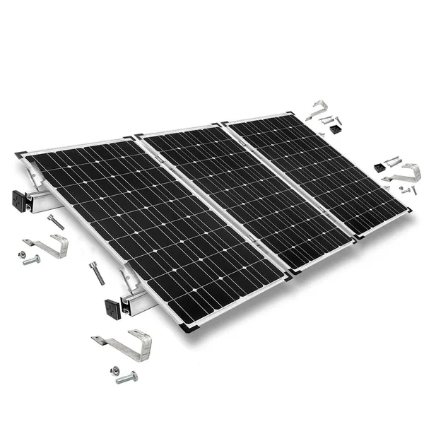 Befestigungskit mit Biberschwanz Dachhaken für Schrägdachmontage 3 Solarpanels Rahmenhöhe 35mm