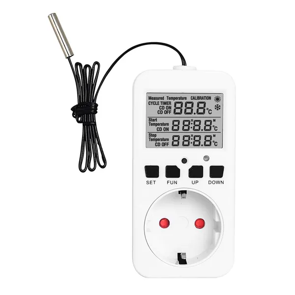 Temperaturregler für Steckdose mit Digitalanzeige und externem Sensor (50cm)