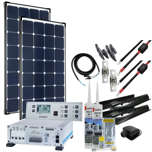Offgridtec mTriple S Wohnmobil Solaranlage mit 2 x 120W Solarmodul 30/20/250 Votronic Triple Charger und 5747 VPC Jupiter Kombipanel