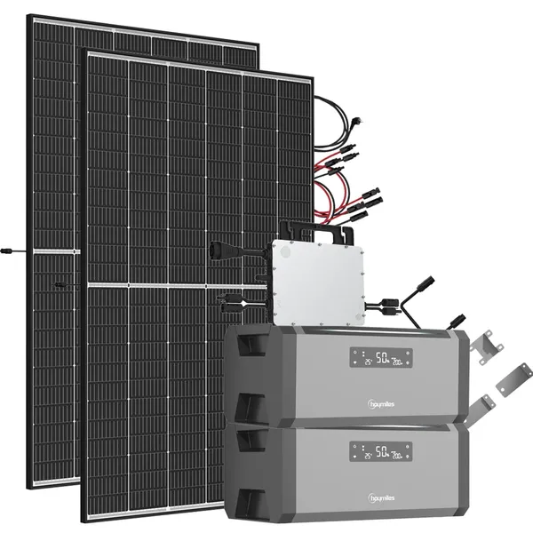 3,84 kWh 940W HiBattery HB-1920 Speichersystem Doppelglas Solarmodule inkl. Hoymiles HMS-800-2WB Wechselrichter 1-phasig